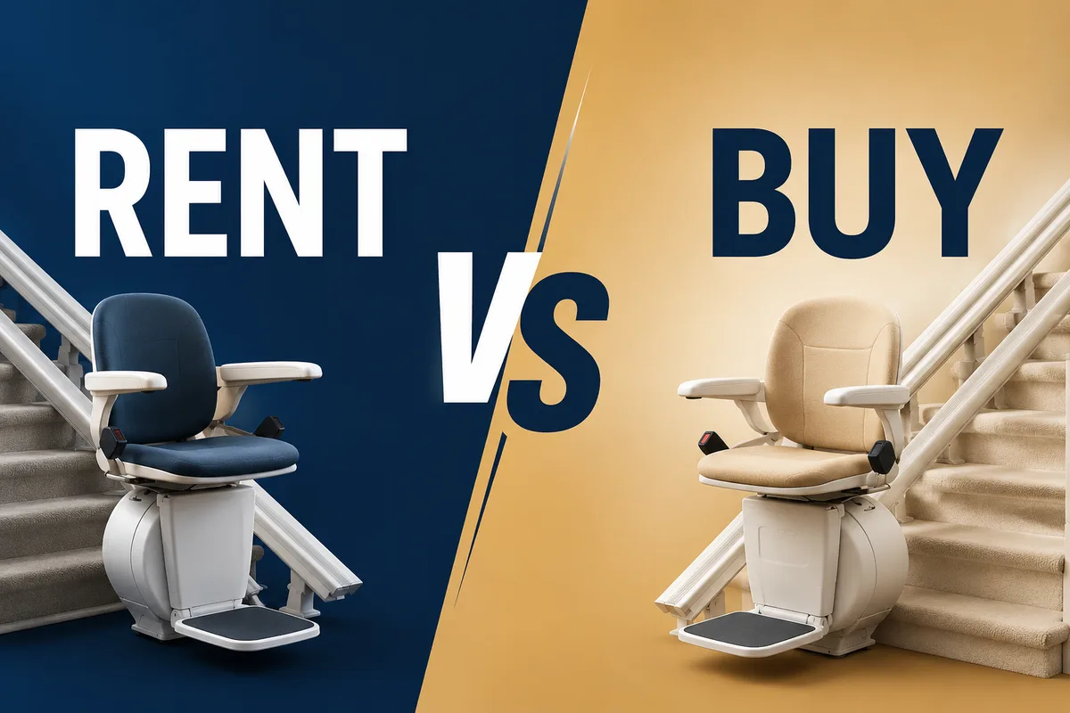 Rent vs. buy a stair lift comparison graphic